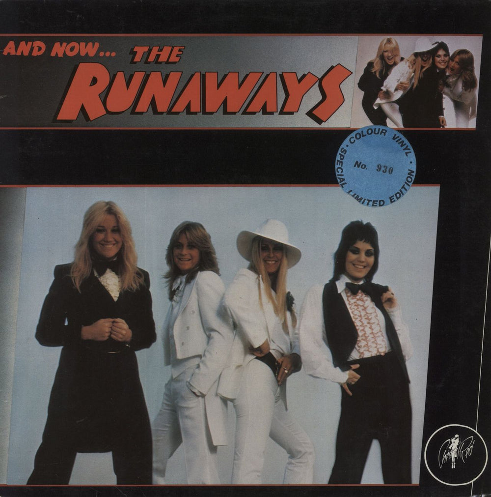 The Runaways And Now...The Runaways - Blue Vinyl - Stickered Sleeve UK vinyl LP album (LP record) ARED3