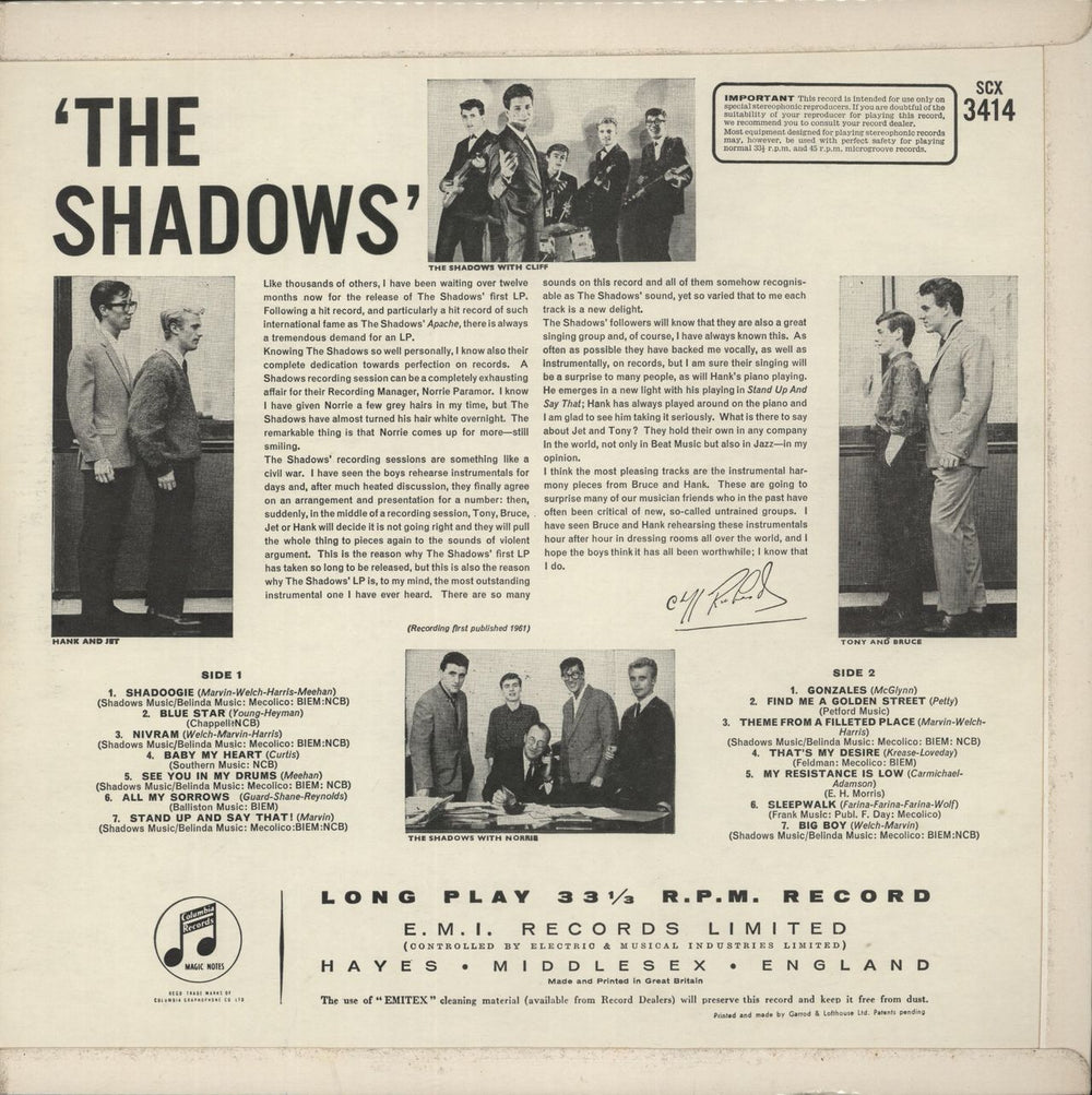 The Shadows The Shadows - Blue & Black Label UK vinyl LP album (LP record)