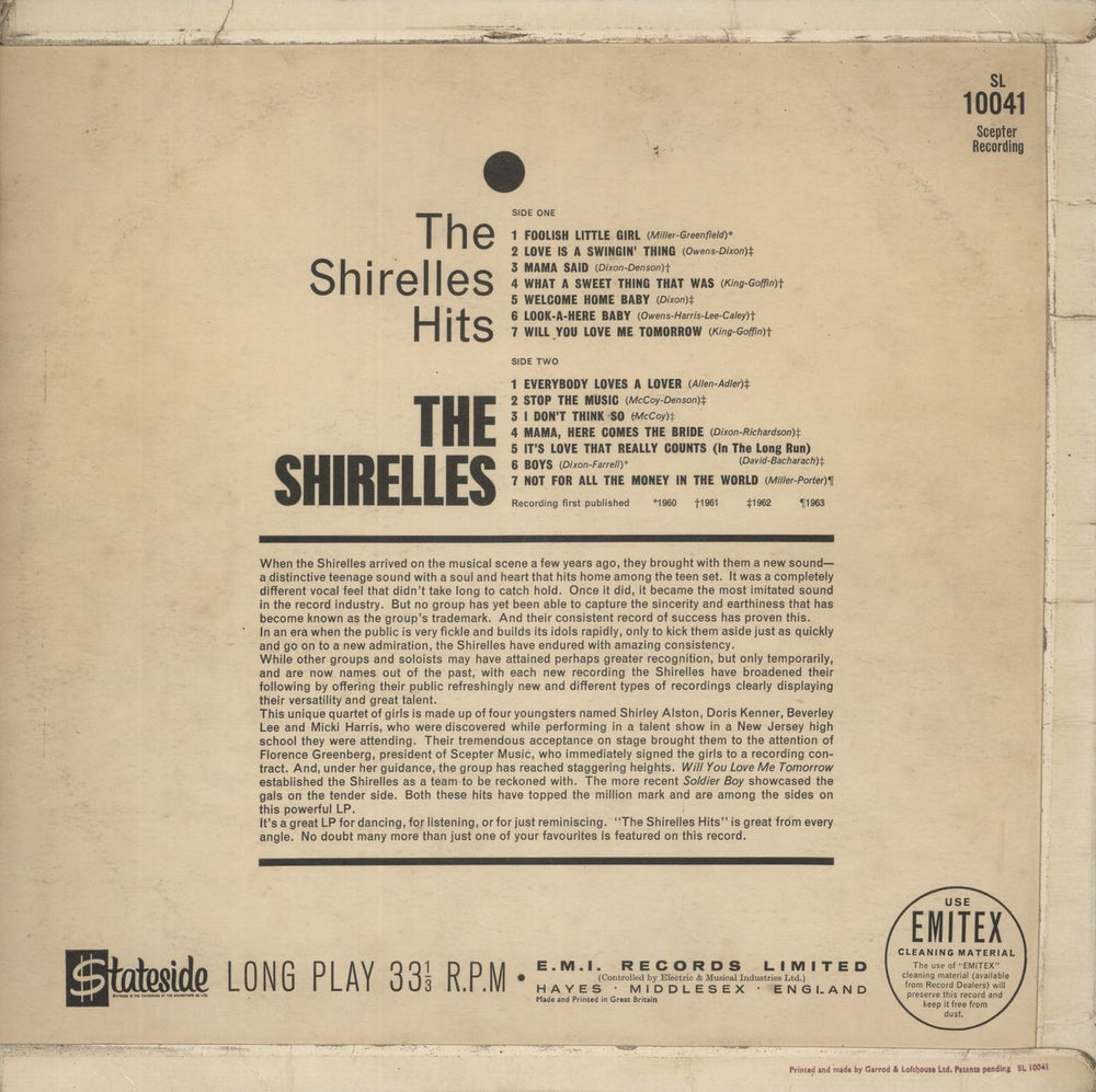 The Shirelles The Shirelles Hits - VG UK vinyl LP album (LP record)