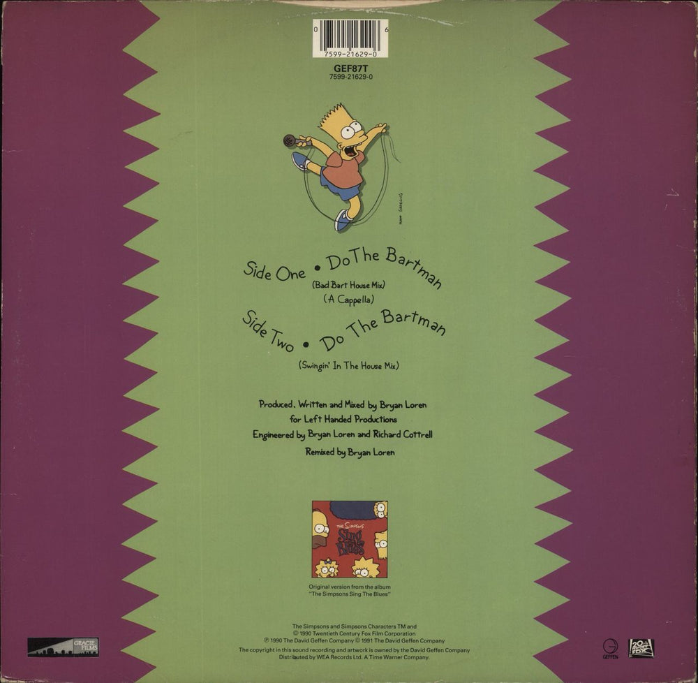The Simpsons Do The Bartman UK 12" vinyl single (12 inch record / Maxi-single) 075992162906