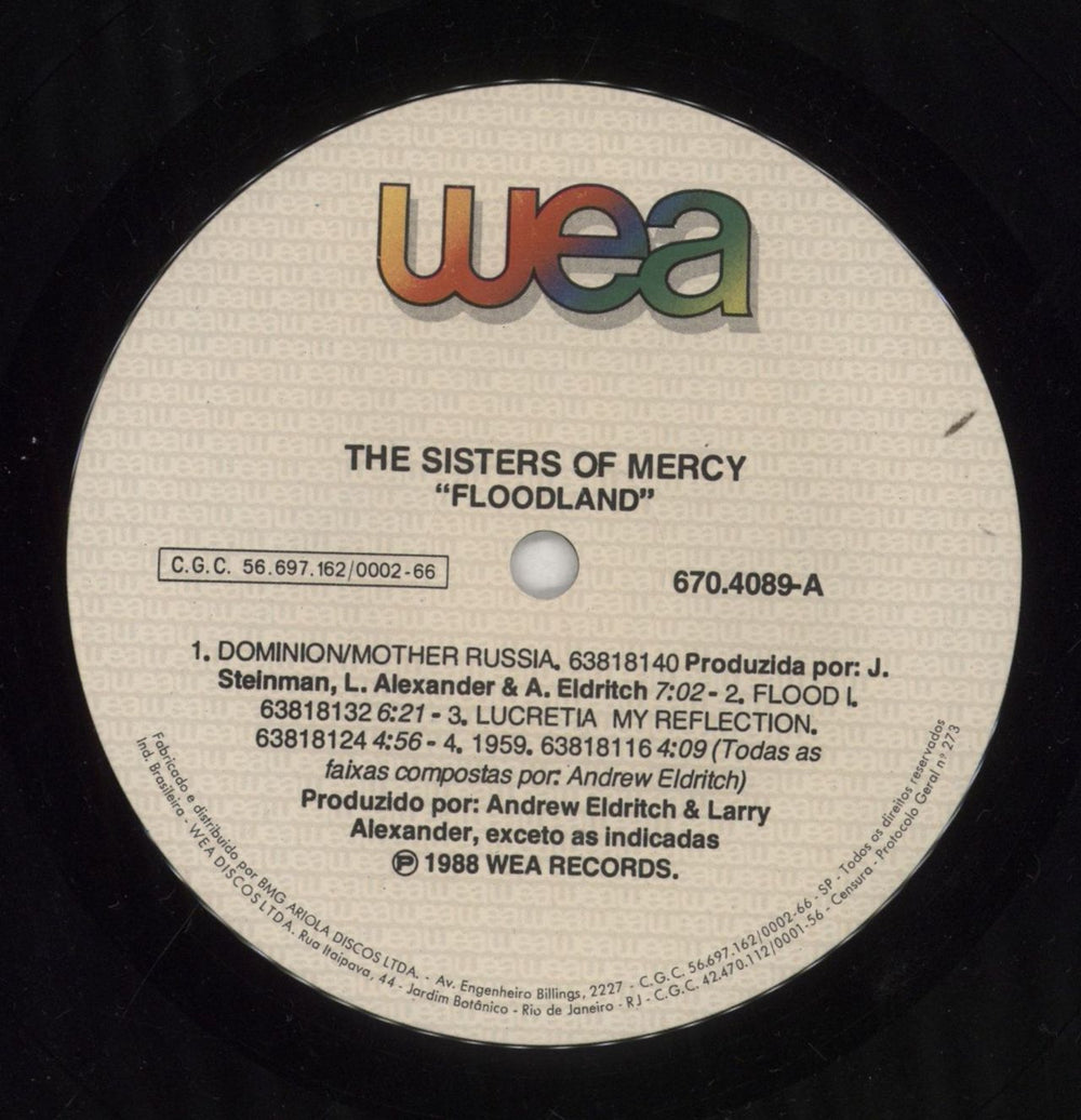 The Sisters Of Mercy Floodland - Complete - VG Brazilian vinyl LP album (LP record) SOMLPFL856583