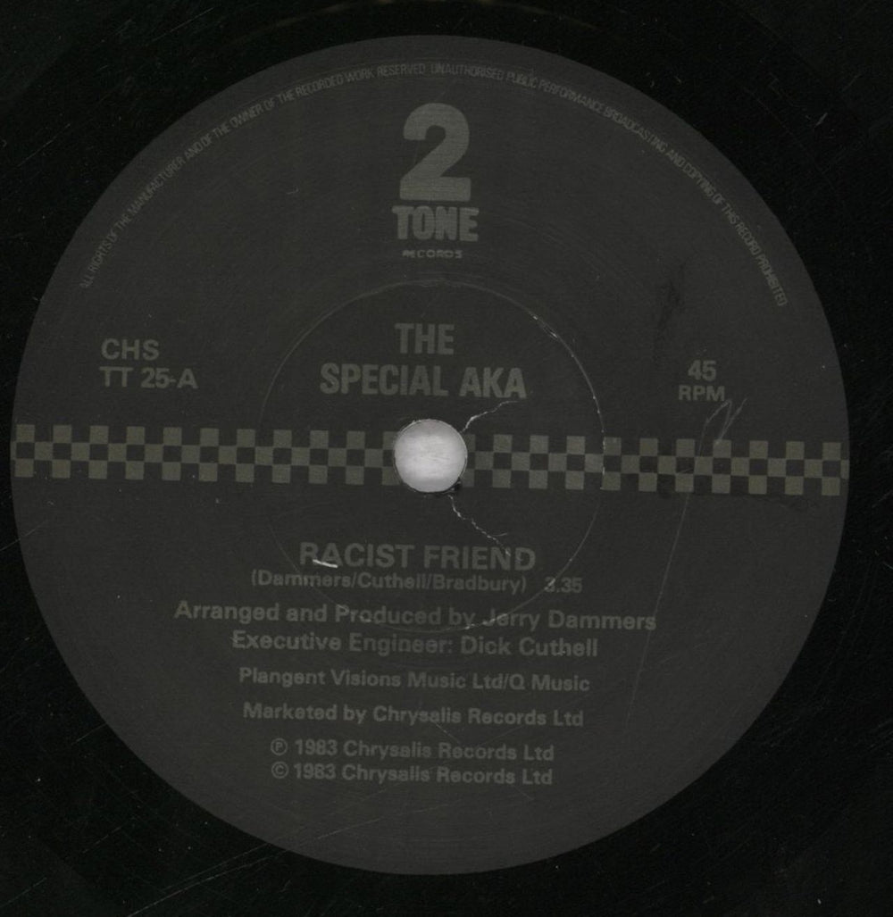 The Specials Racist Friend - paper label UK 7" vinyl single (7 inch record / 45) SPE07RA651577