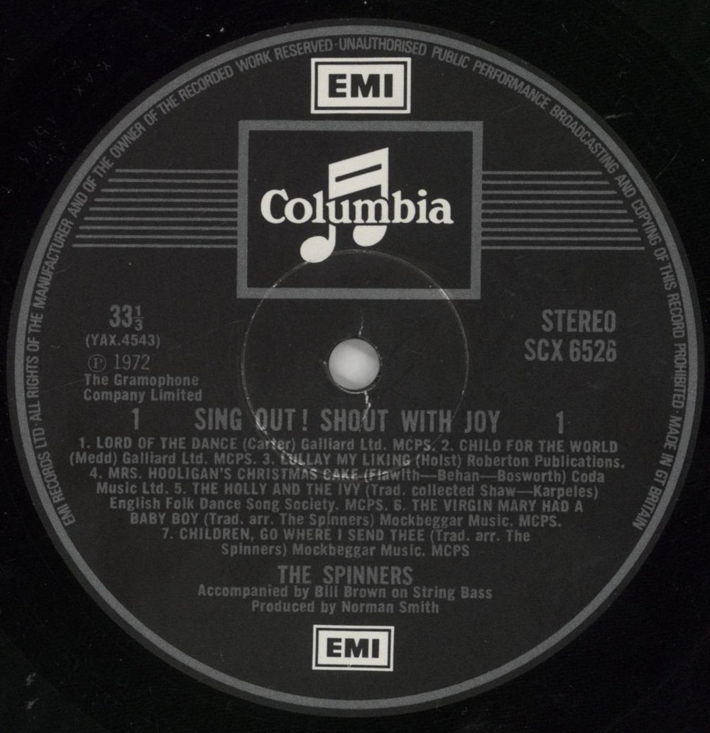 The Spinners Sing Out, Shout With Joy UK vinyl LP album (LP record) SPNLPSI421244