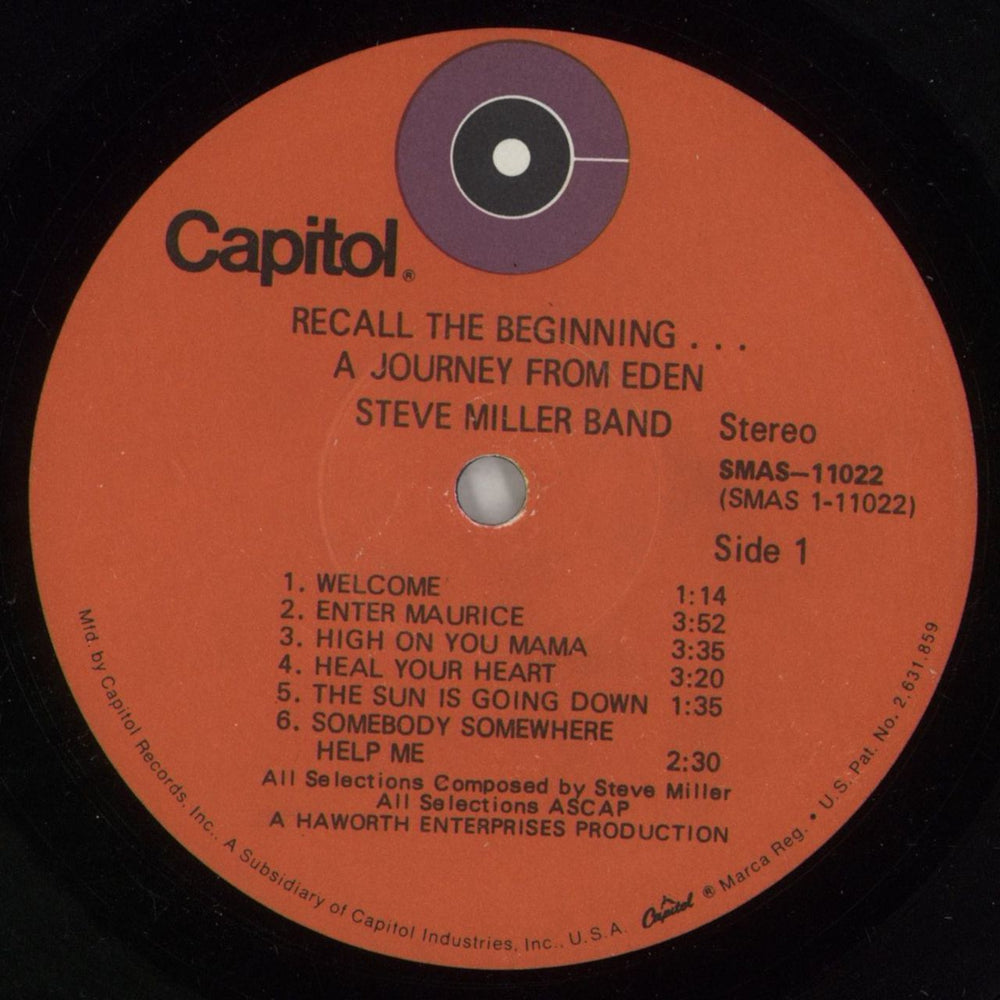 The Steve Miller Band Recall The Beginning... A Journey From Eden US vinyl LP album (LP record) SBMLPRE636591
