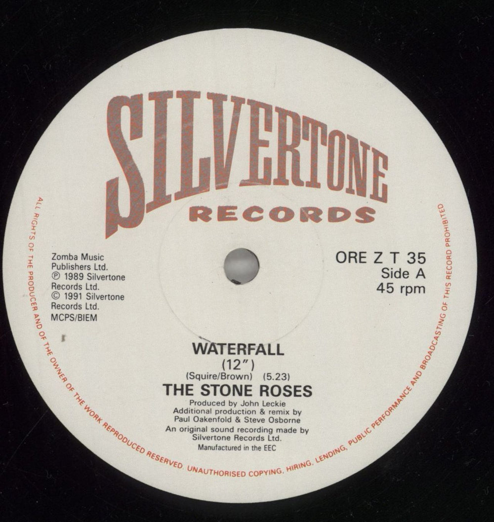 The Stone Roses Waterfall + Print - EX UK 12" vinyl single (12 inch record / Maxi-single) STO12WA432946