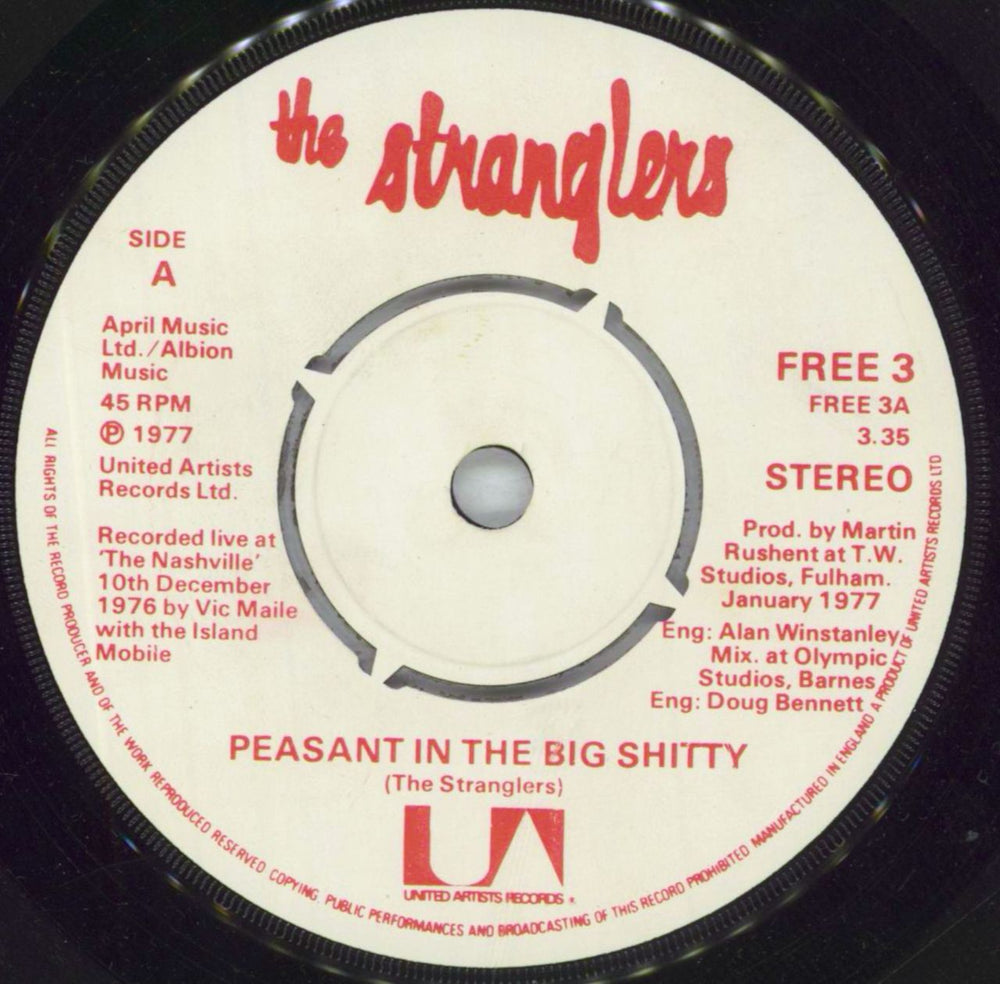 The Stranglers Peasant In The Big Shitty UK Promo 7" vinyl single (7 inch record / 45) FREE3