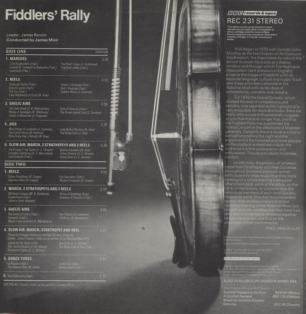 The Strathspey And Reel Society Fiddler's Rally The Scottish National Mod 1975 UK vinyl LP album (LP record)