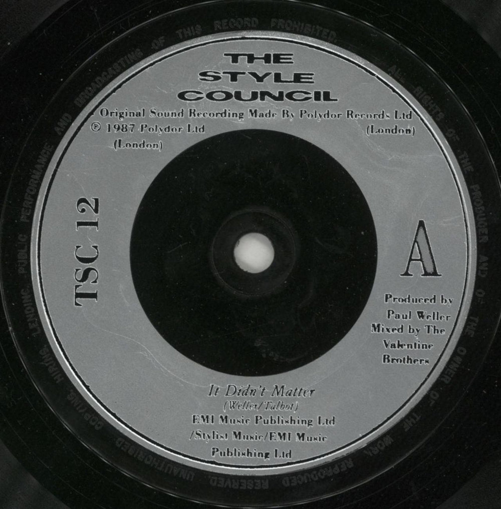 The Style Council It Didn't Matter + Sleeve UK 7" vinyl single (7 inch record / 45) STY07IT42528