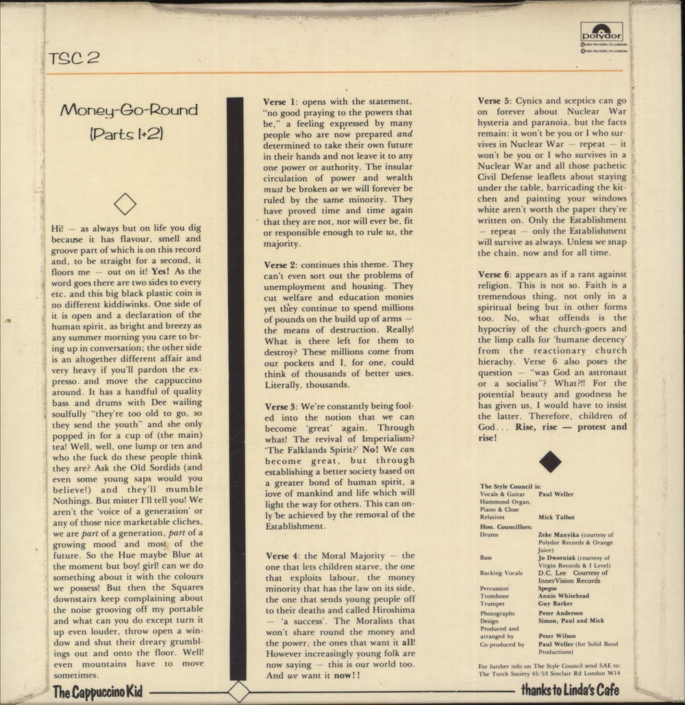 The Style Council Money-Go-Round UK 7" vinyl single (7 inch record / 45)