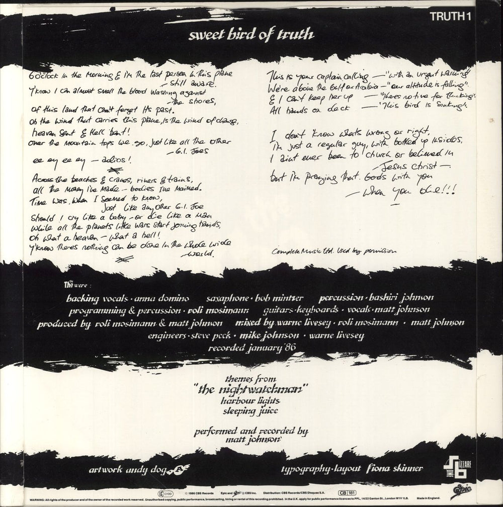 The The Sweet Bird Of Truth UK 12" vinyl single (12 inch record / Maxi-single)