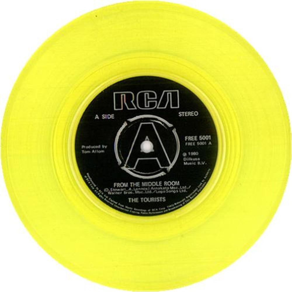 The Tourists From The Middle Room - Yellow Vinyl UK Promo 7" vinyl single (7 inch record / 45) FREE5001