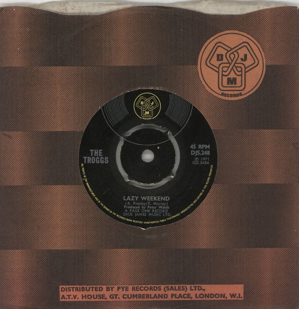 The Troggs Lazy Weekend UK 7" vinyl single (7 inch record / 45) DJS.248