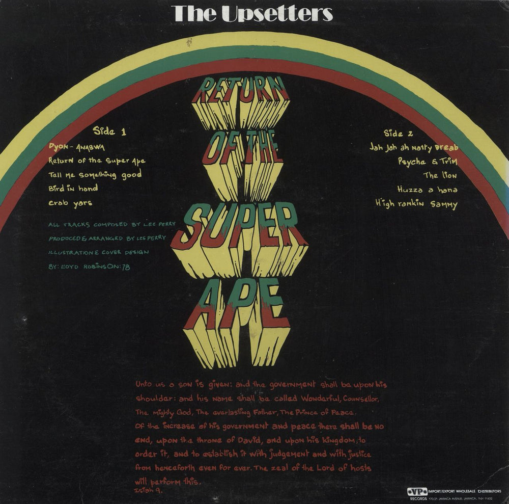 The Upsetters Return Of The Super Ape Jamaican vinyl LP album (LP record)