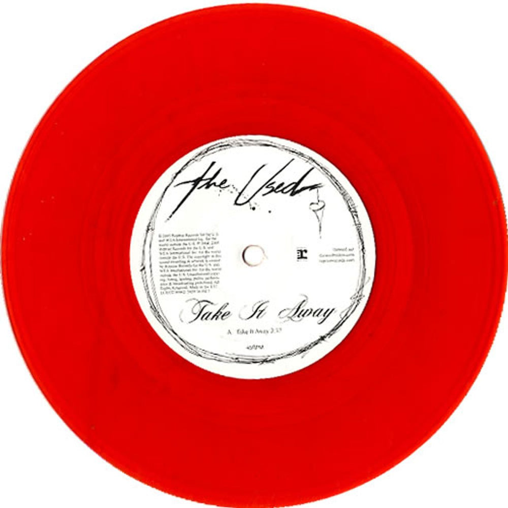 The Used Take It Away - Red Vinyl UK 7" vinyl single (7 inch record / 45) USD07TA314282