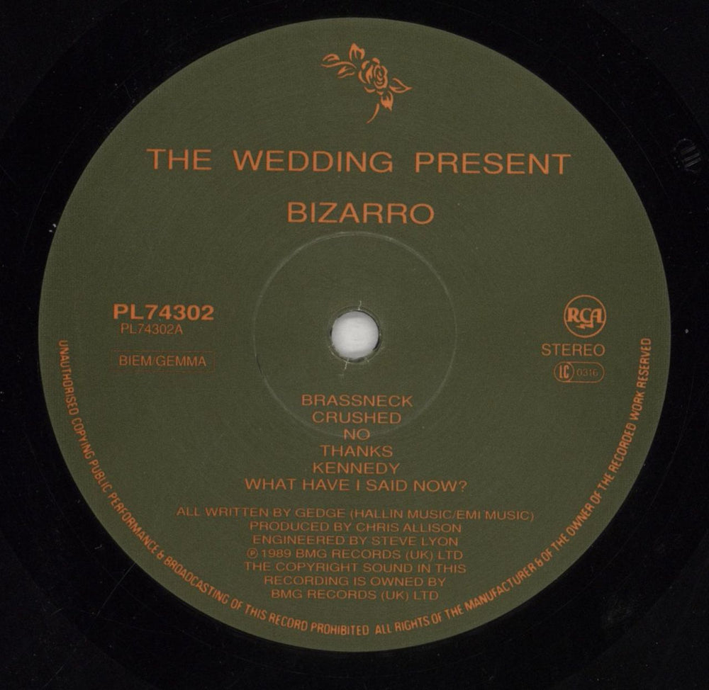 The Wedding Present Bizarro - VG UK vinyl LP album (LP record) TWPLPBI712558