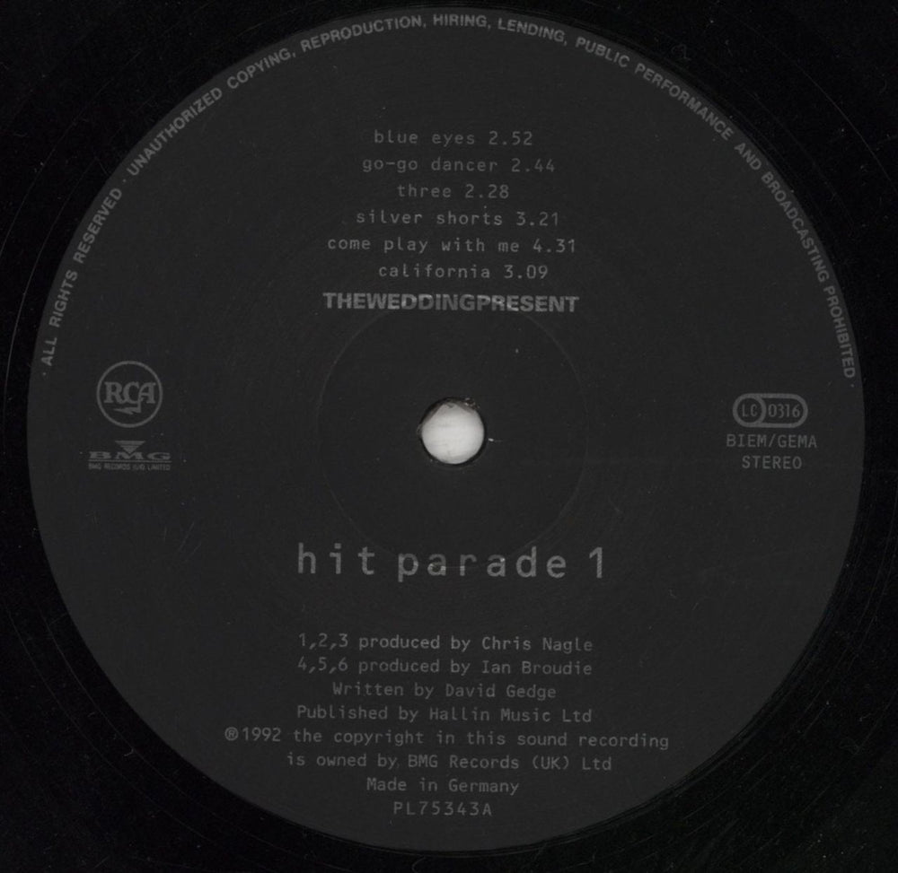 The Wedding Present Hit Parade 1 UK vinyl LP album (LP record) TWPLPHI187451