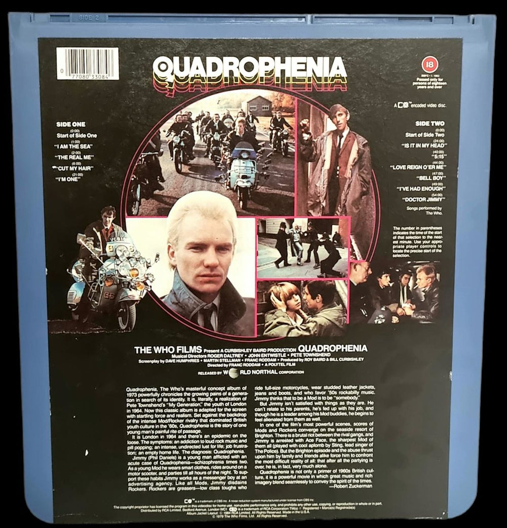 The Who Quadrophenia - CED Videodisc US laserdisc / lazerdisc WHOLZQU793627