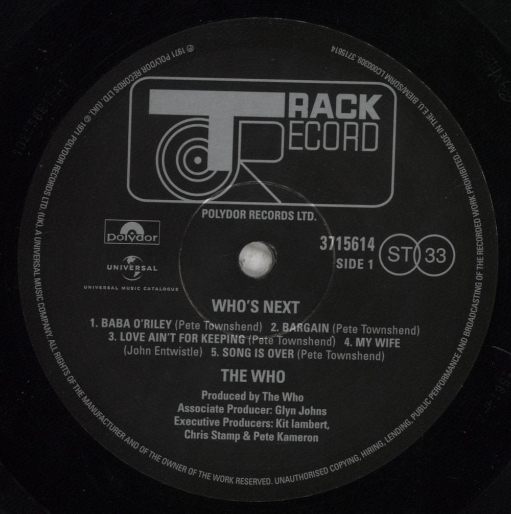 The Who Who's Next - 180 Gram Vinyl UK vinyl LP album (LP record) WHOLPWH792634