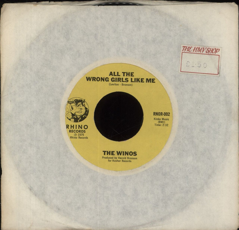 The Winos All The Wrong Girls Like Me / Savage Surf US 7" vinyl single (7 inch record / 45) RNOR-002