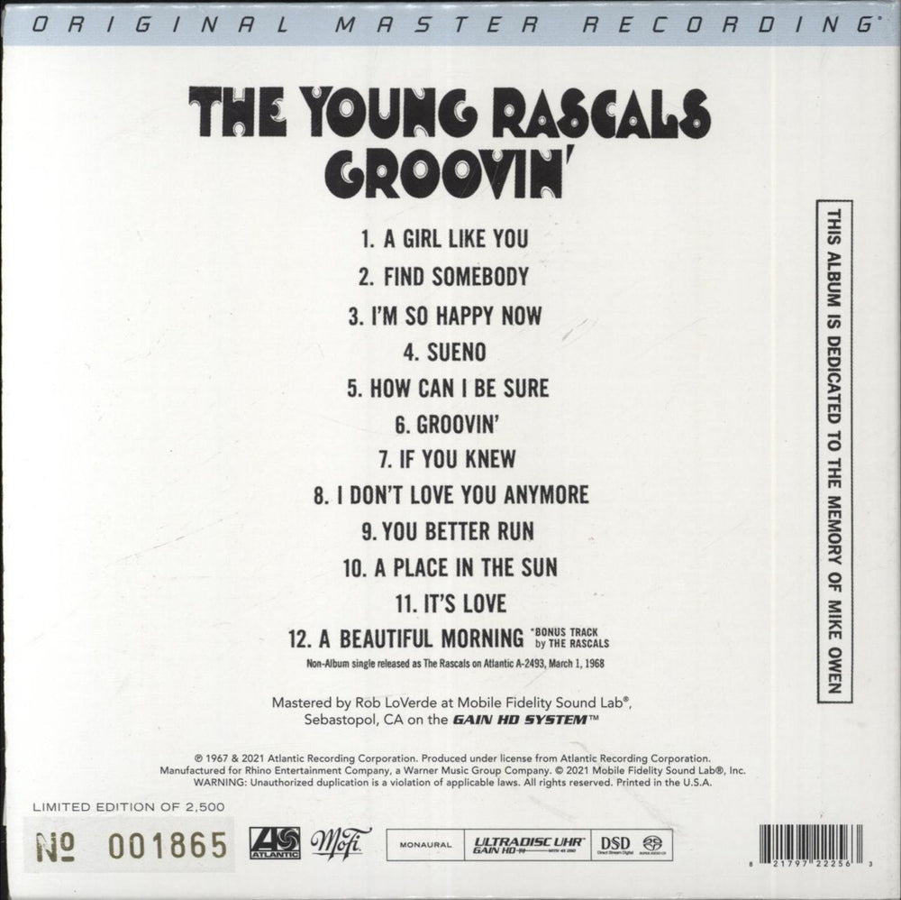 The Young Rascals Groovin' - Super Audio CD US super audio CD SACD 821797222563