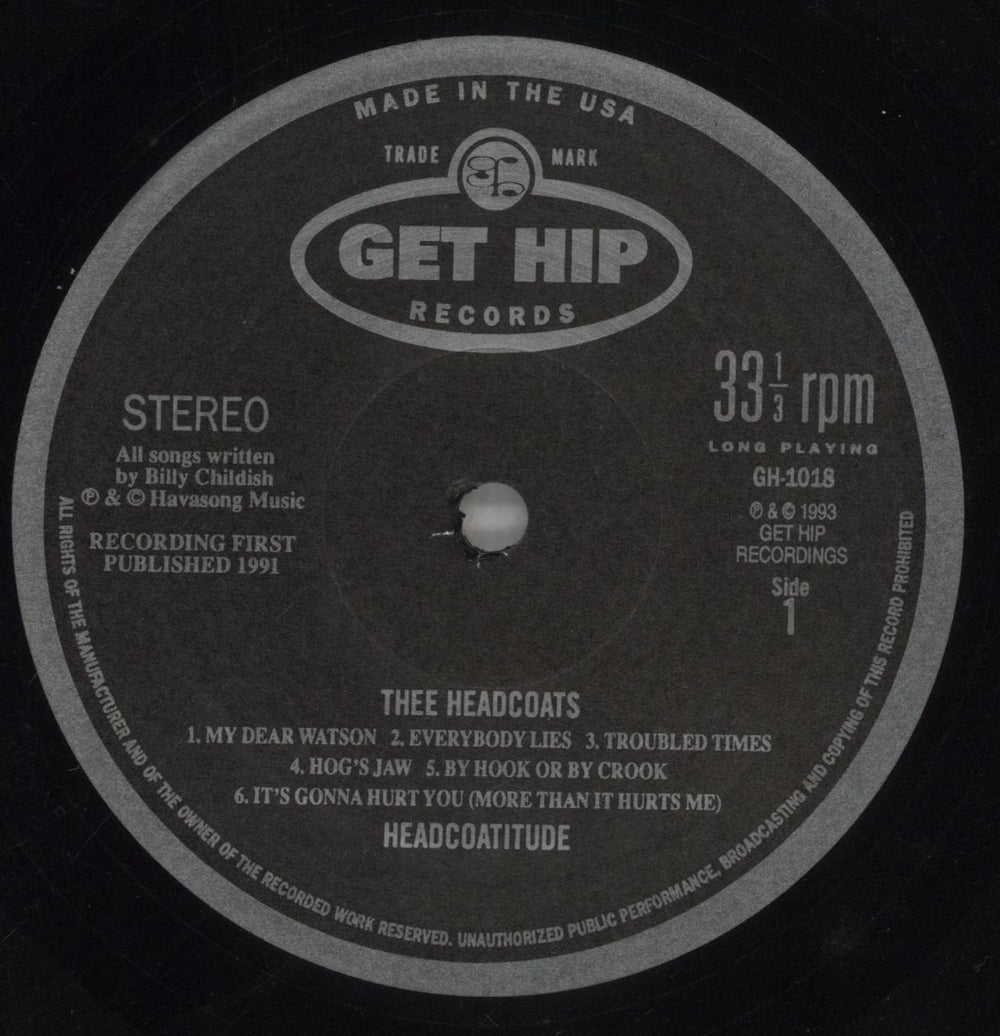 Thee Headcoats Headcoatitude - Black Vinyl US vinyl LP album (LP record) HDCLPHE859191