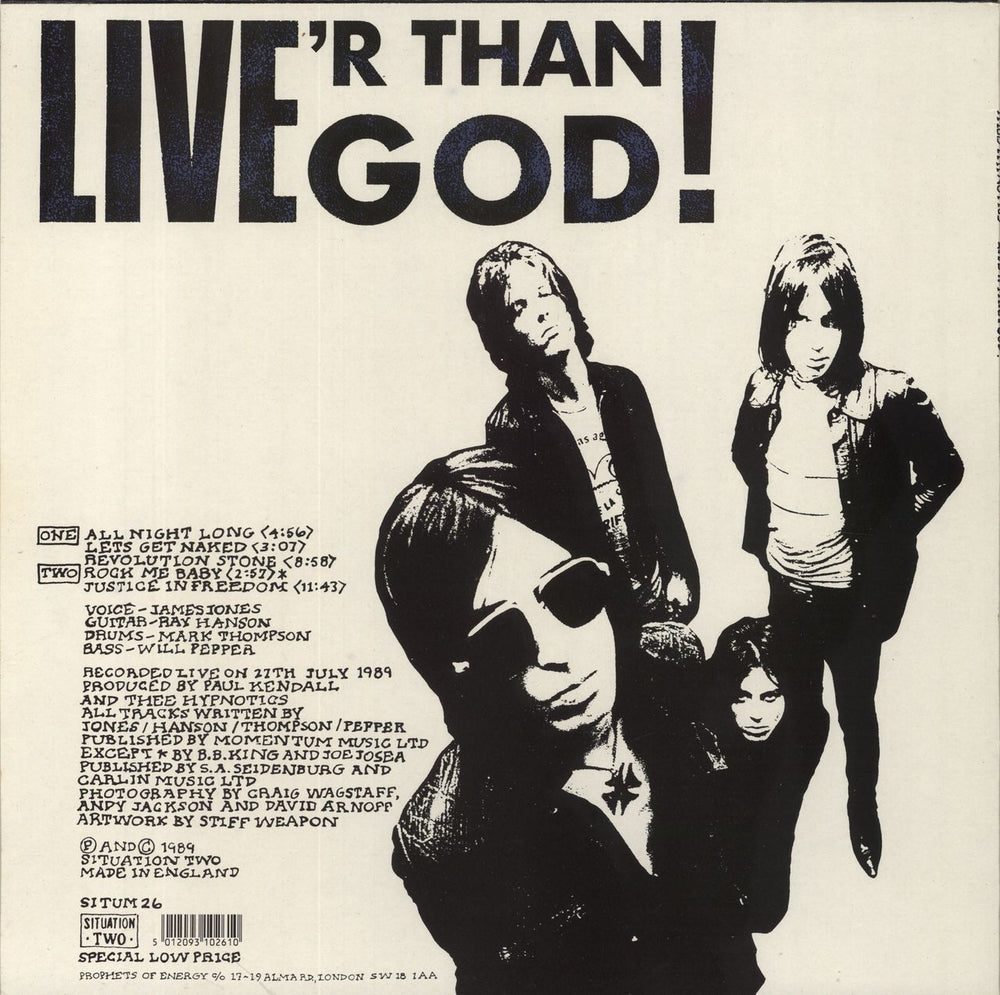 Thee Hypnotics Live'r Than God UK vinyl LP album (LP record) 5012093102610