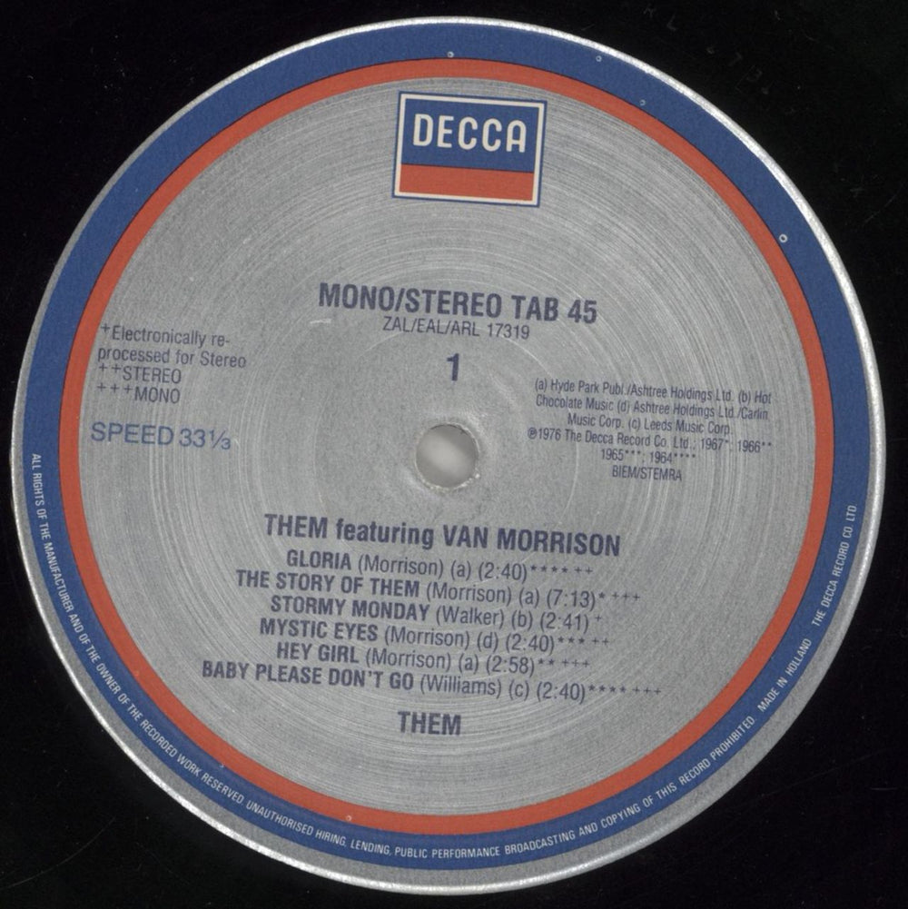 Them Them Featuring Van Morrison UK vinyl LP album (LP record) T-MLPTH541517