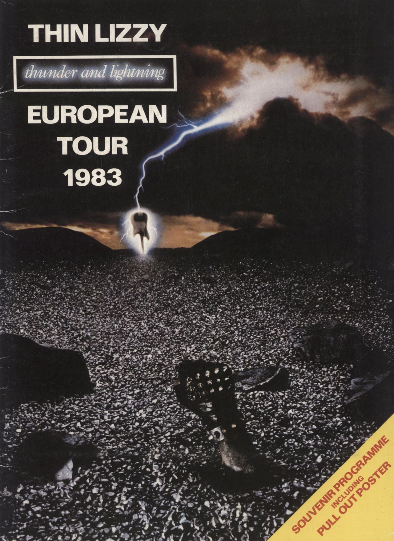 Thin Lizzy Thunder And Lightning + Badge UK tour programme TOUR PROGRAMME
