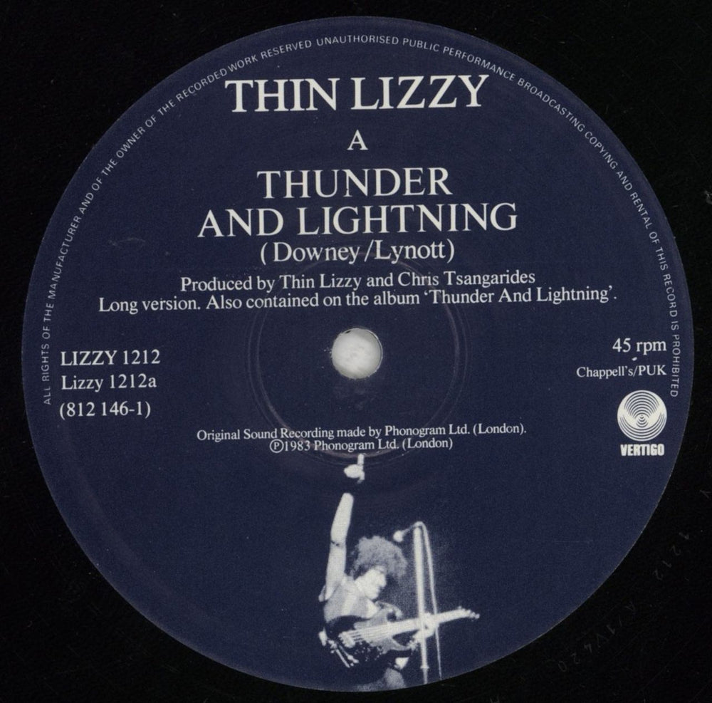 Thin Lizzy Thunder And Lightning + Poster UK 12" vinyl single (12 inch record / Maxi-single) THI12TH182810