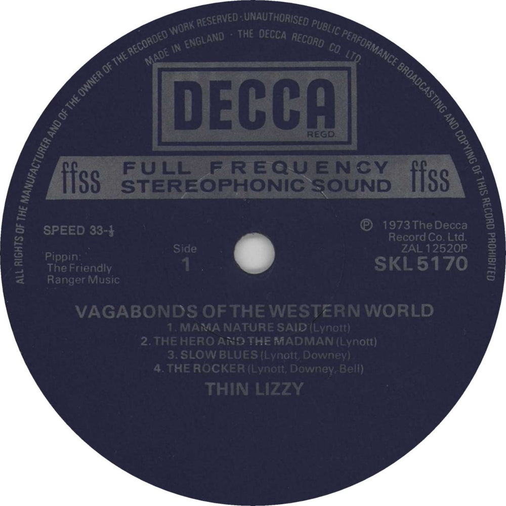 Thin Lizzy Vagabonds Of The Western World - 1st + Insert - EX UK vinyl LP album (LP record) THILPVA63438