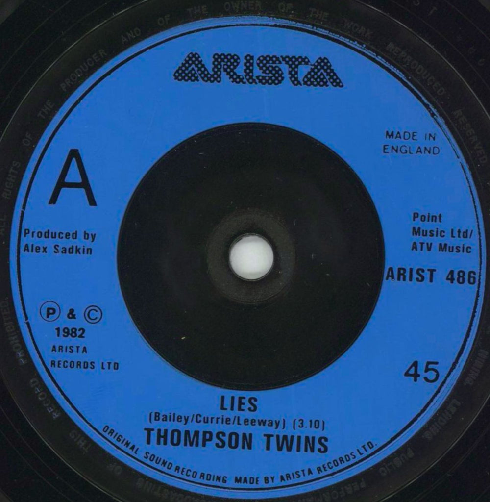 Thompson Twins Lies UK 7" vinyl single (7 inch record / 45) TWI07LI731407