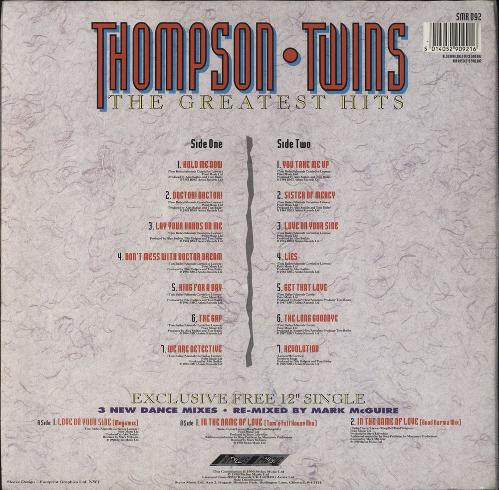 Thompson Twins The Greatest Hits + 12" - VG UK 2-LP vinyl record set (Double LP Album) 5014052909216