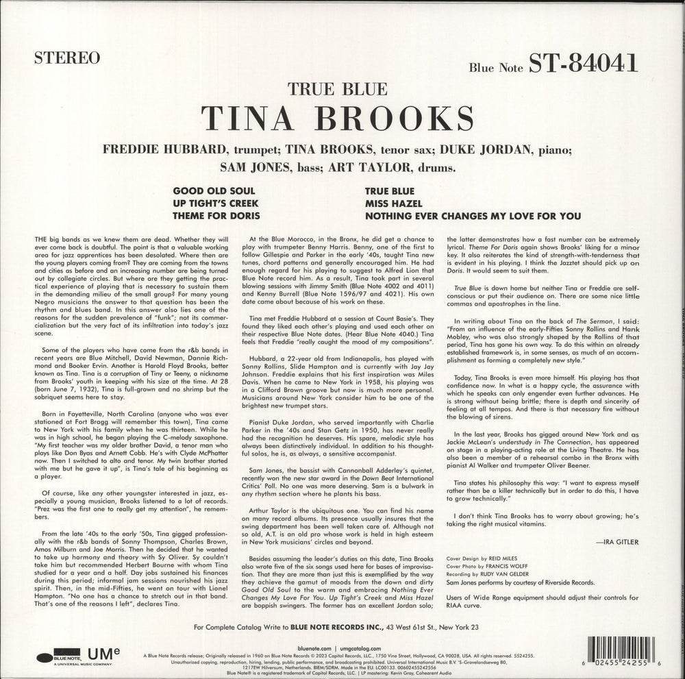 Tina Brooks True Blue - 180 Gram Vinyl US vinyl LP album (LP record) 602455242556