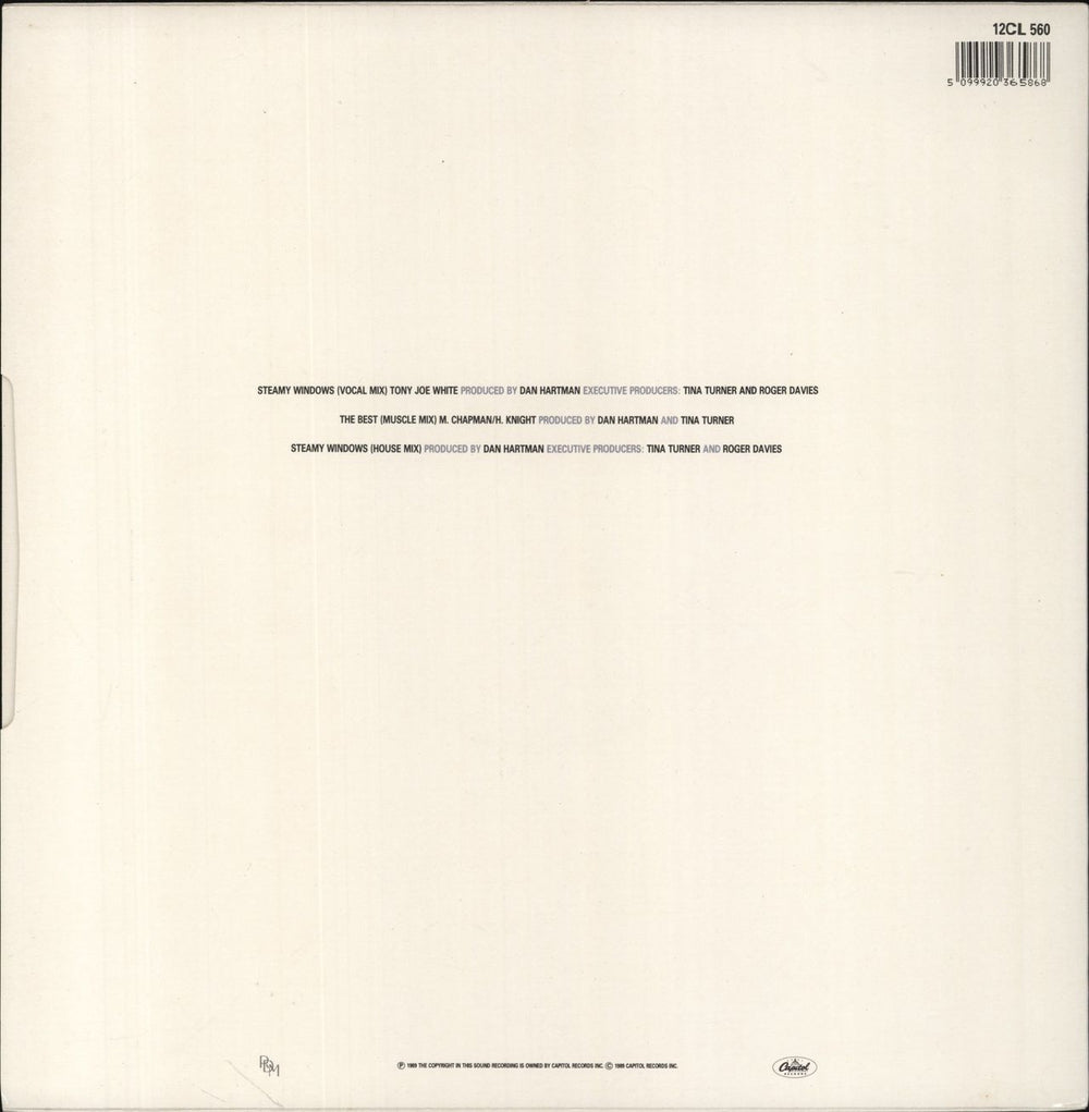 Tina Turner Steamy Windows - Stickered Sleeve UK 12" vinyl single (12 inch record / Maxi-single) 5099920365868