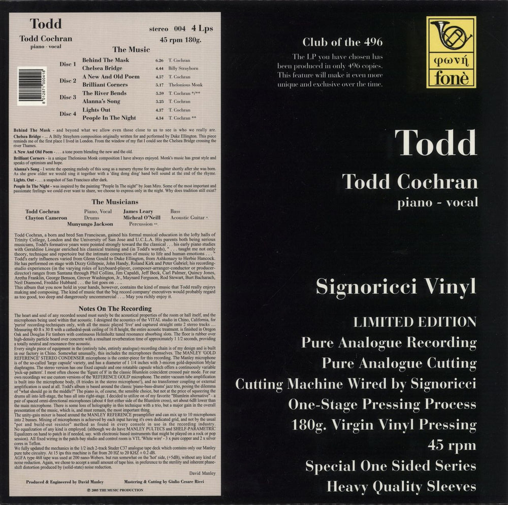 Todd Cochran Todd - 180gm Vinyl Italian 4-LP vinyl album record set 004