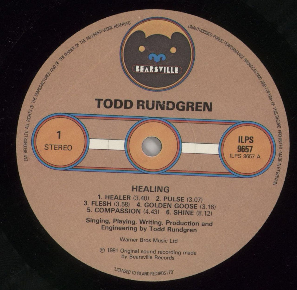Todd Rundgren Healing UK vinyl LP album (LP record) TODLPHE673143