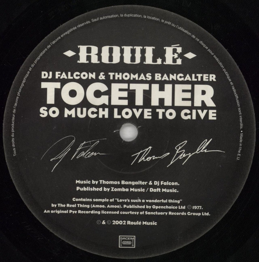 Together (Thomas Bangalter) So Much Love To Give - EX French 12" vinyl single (12 inch record / Maxi-single) 14O12SO855550