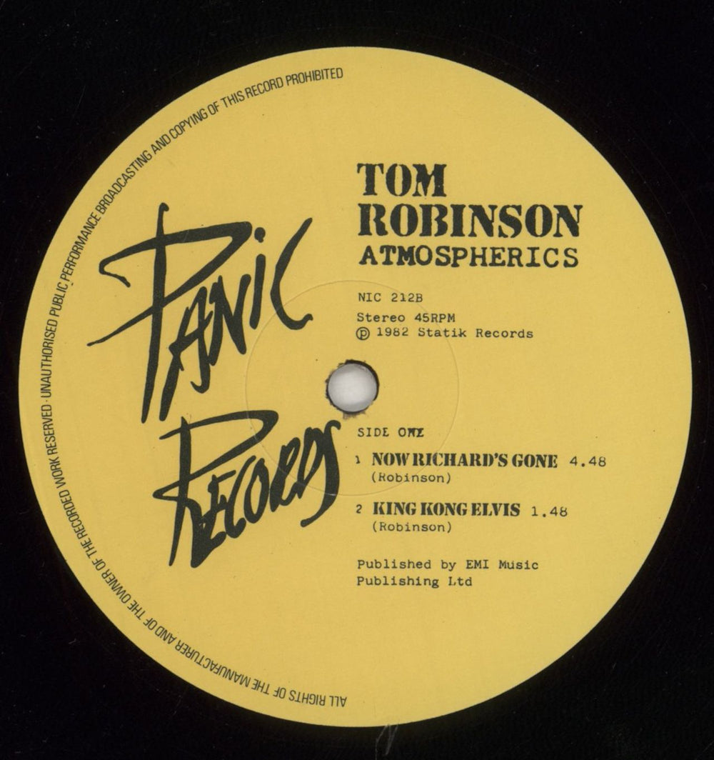 Tom Robinson Atmospherics UK 12" vinyl single (12 inch record / Maxi-single) TMR12AT849031