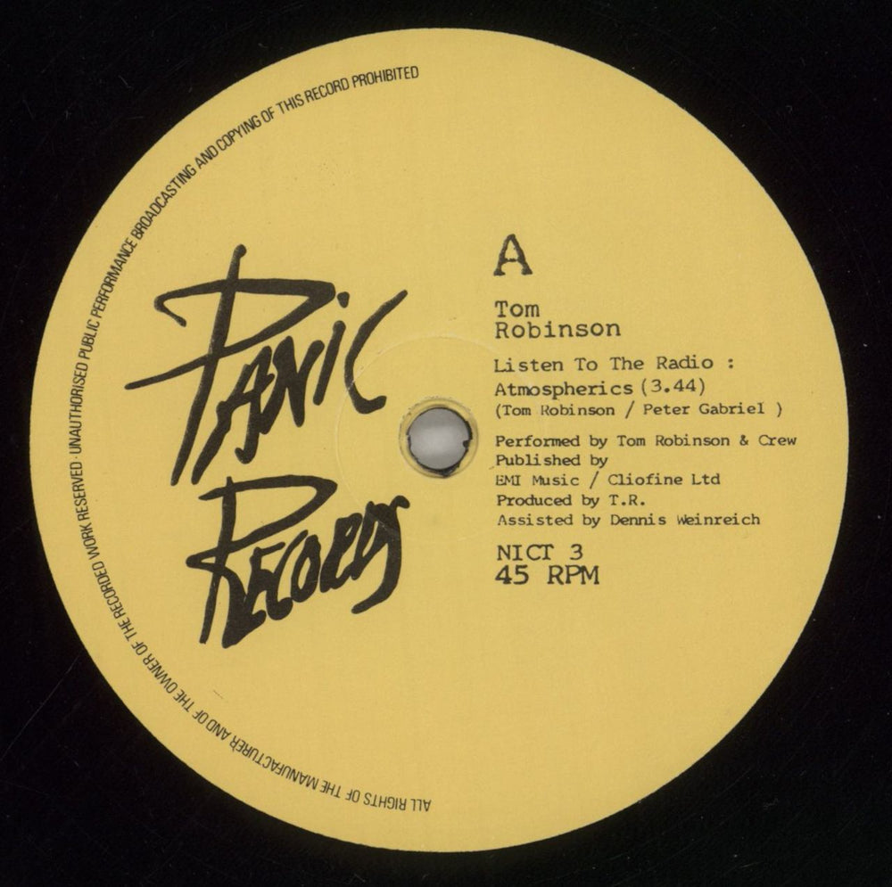 Tom Robinson Listen To The Radio (Atmospherics) UK 12" vinyl single (12 inch record / Maxi-single) TMR12LI83541