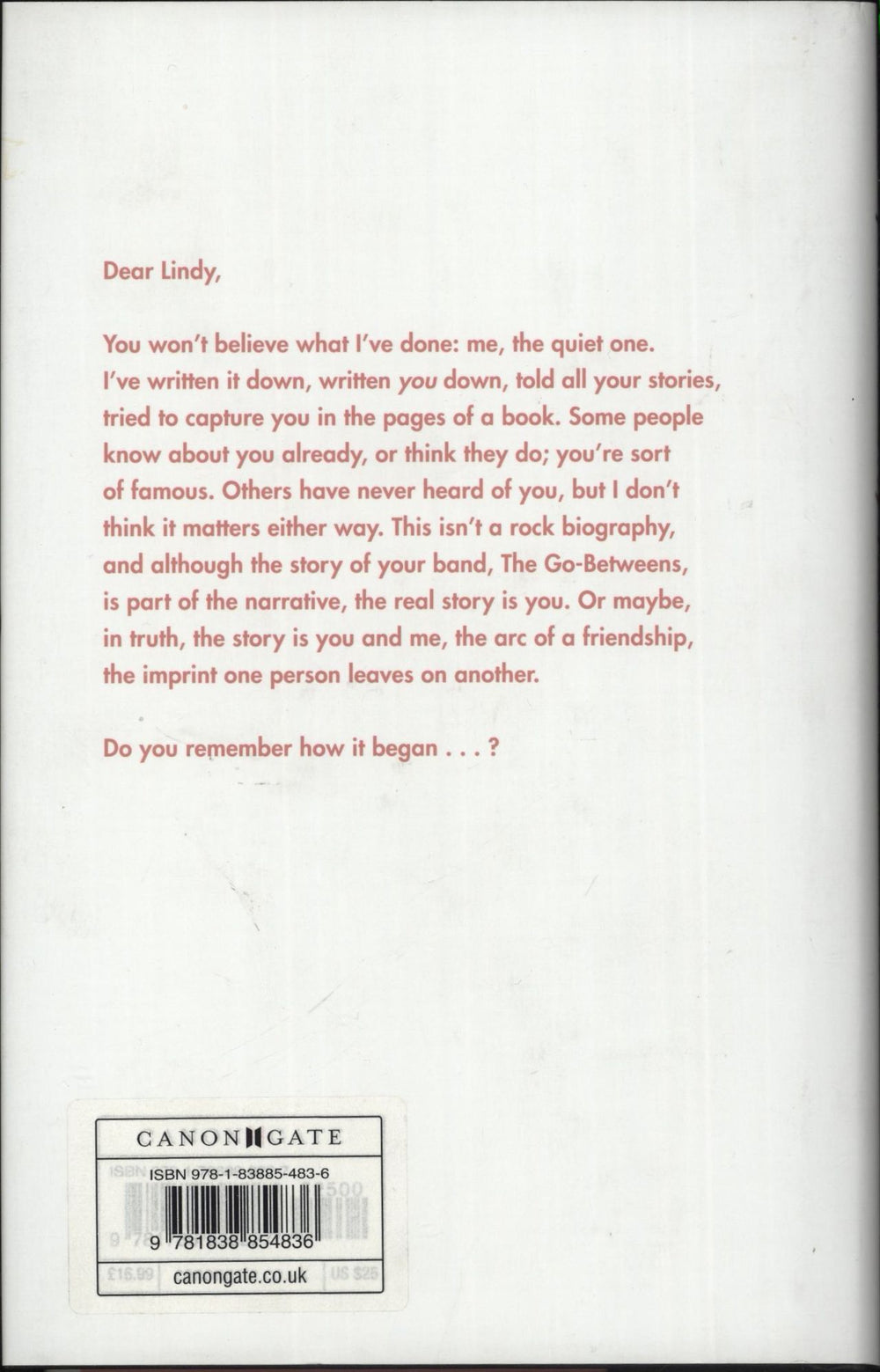 Tracey Thorn My Rock 'n' Roll Friend - Signed UK book 9781838854836