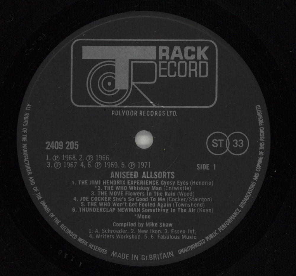 Track Records Aniseed Allsorts UK vinyl LP album (LP record) 5TRLPAN308425