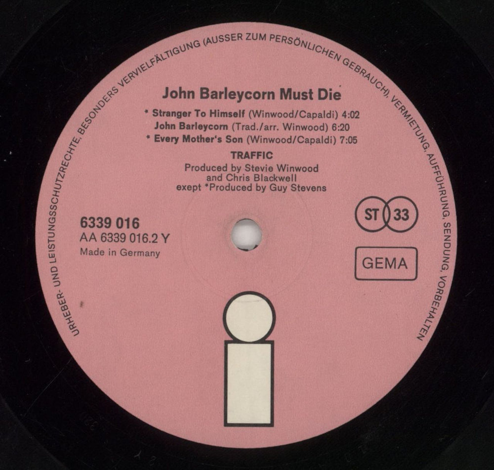 Traffic John Barleycorn Must Die German vinyl LP album (LP record) TRFLPJO858232