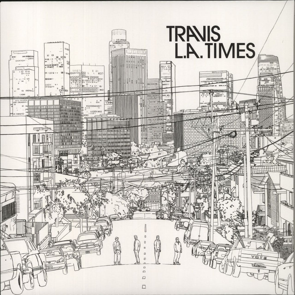 Travis (90s) L. A. Times - White & Black Splattered Vinyl + Numbered Sleeve UK vinyl LP album (LP record) 4099964033236