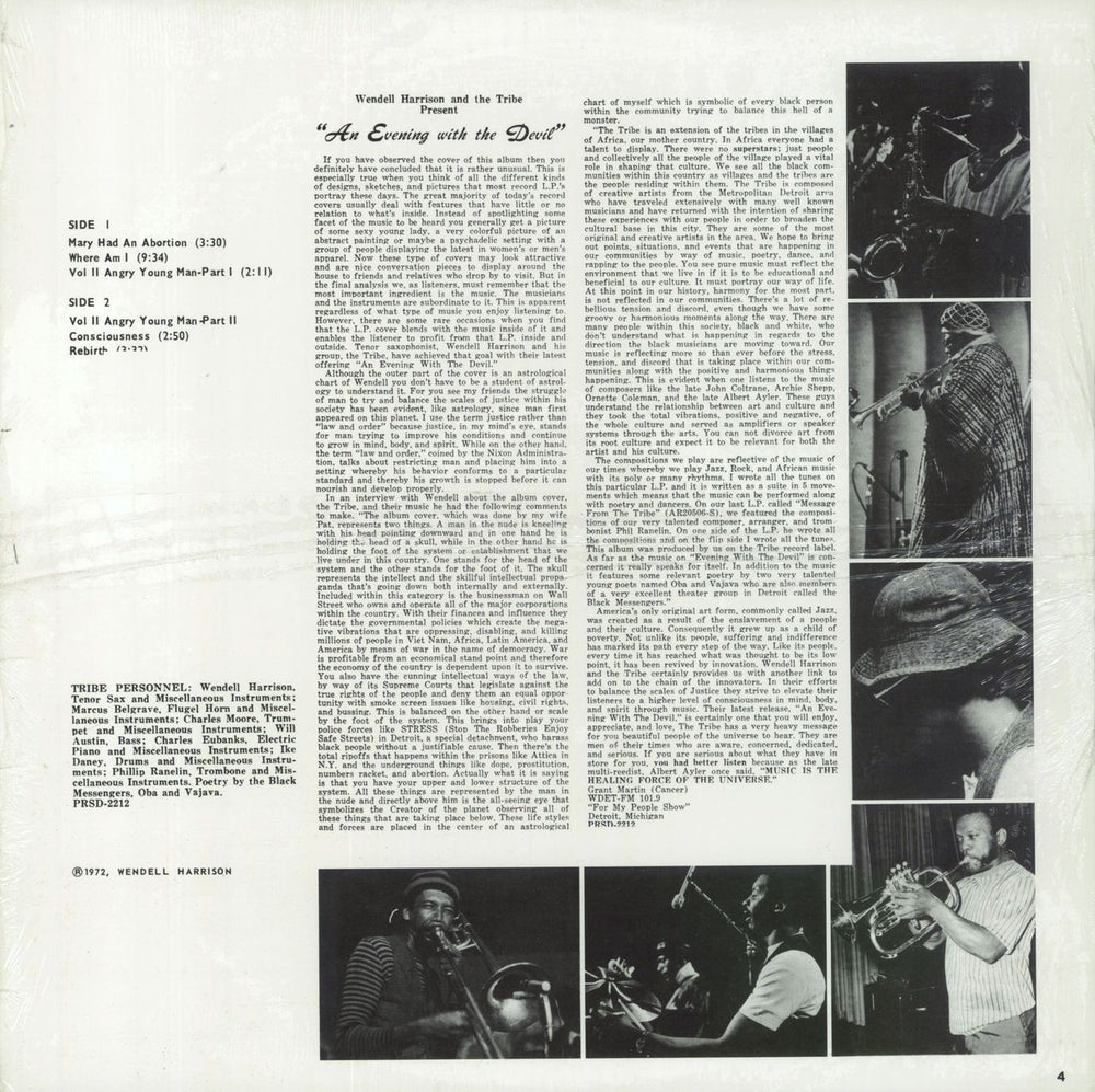 Tribe An Evening With The Devil - shrink US vinyl LP album (LP record)