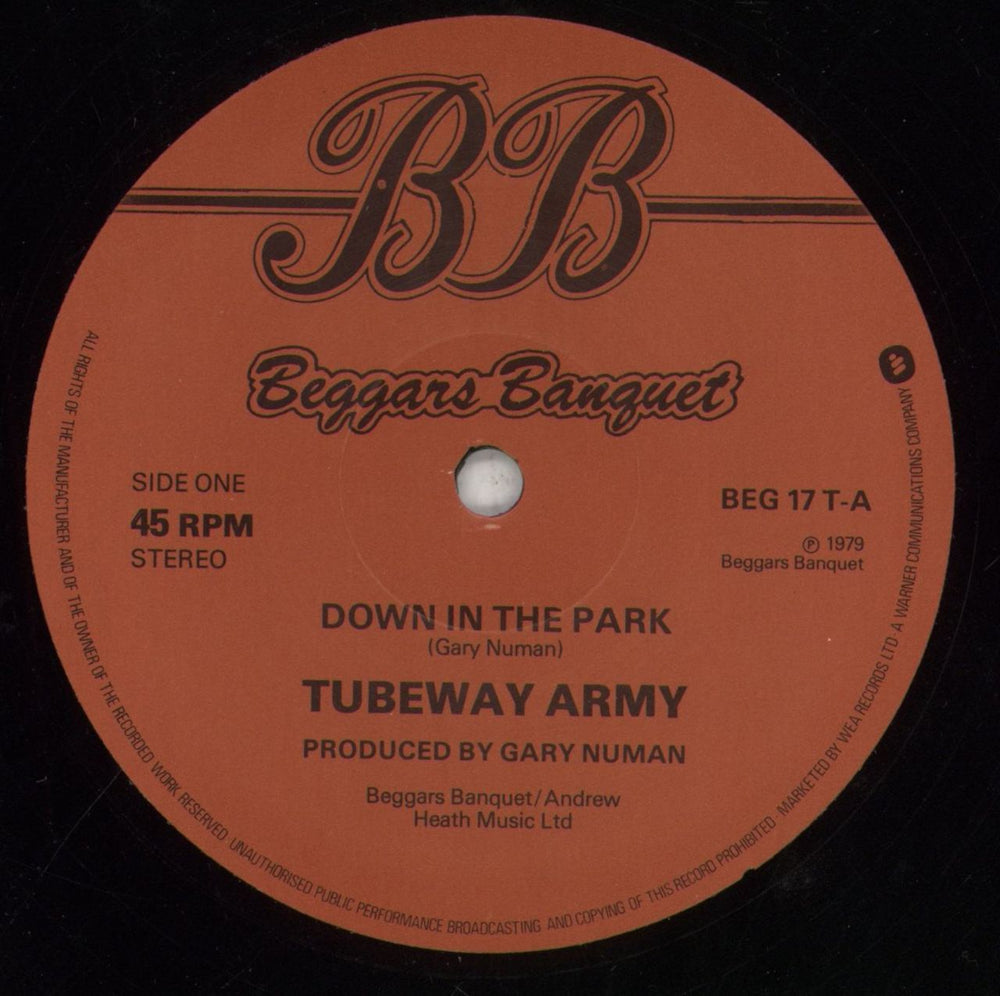 Tubeway Army Down In The Park - VG UK 12" vinyl single (12 inch record / Maxi-single) TUB12DO854158