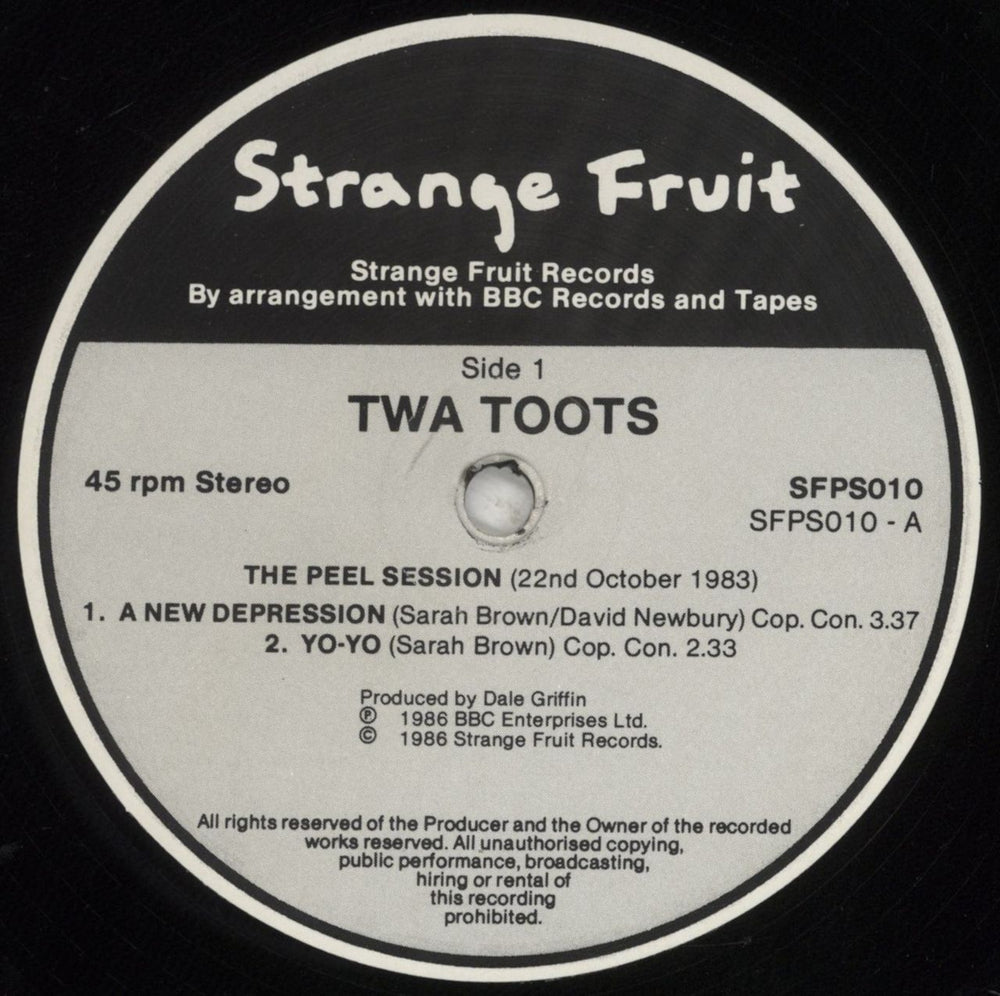 Twa Toots The Peel Sessions UK 12" vinyl single (12 inch record / Maxi-single) VYB12TH594387