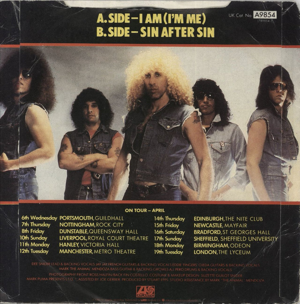 Twisted Sister I Am [I'm Me] UK 7" vinyl single (7 inch record / 45)