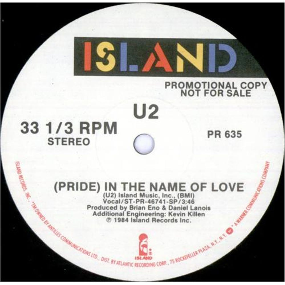 U2 Pride US Promo 12" vinyl single (12 inch record / Maxi-single) PR635
