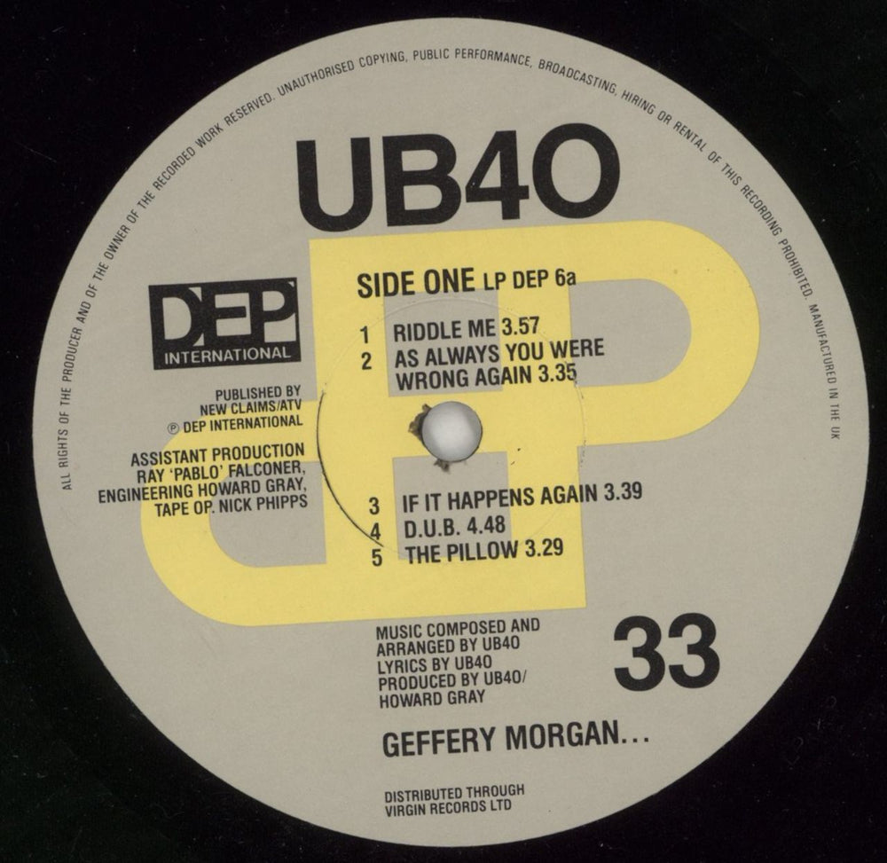 UB40 Geffery Morgan + Merch Insert UK vinyl LP album (LP record) UB4LPGE743243