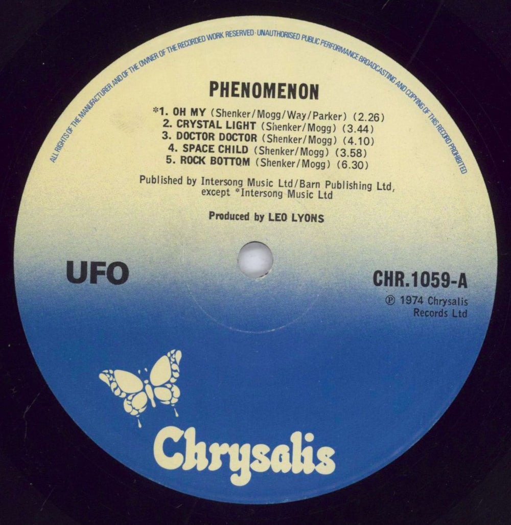 UFO Phenomenon - Blue Label - Misprint UK vinyl LP album (LP record) UFOLPPH813288